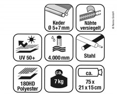 TECH-LINE Canopy Midline Markiisi 285 x 240 x 220 - 255 cm.