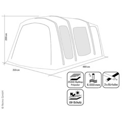 MOVELITE 3 VARIO Matala, vapaasti seisova markiisi B:310 x D:480 cm x K:180-240 cm