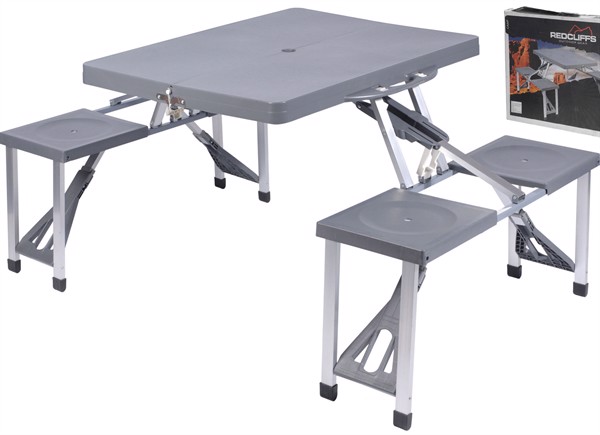 Piknikpöytä, 4 hlö. Harmaa