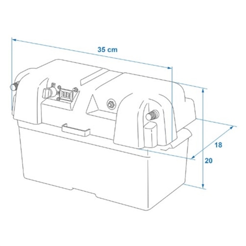 PROPLUS Haponkestävä akkukotelo, jossa on 2xUSB- ja 1x12V-pistorasia.