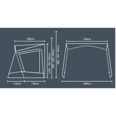 TECH-LINE Canopy Midline Markiisi 285 x 240 x 220 - 255 cm.